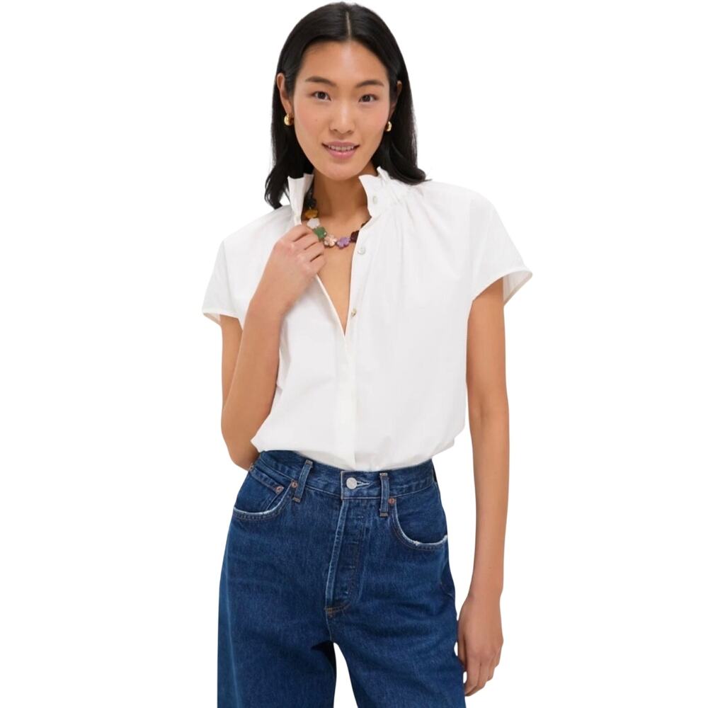 New Imperfect Tuckernuck Pomander Place Rae Blouse Button Shirt White Large Boho
